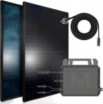 SUNNIVA 1000 W r&otilde;duelektrijaam Bifacial Full Black Complete Socket Marstek 800 Watt Inverter, P&auml;ikeses&uuml;steemi komplekt, 2 x 500 W N-t&uuml;&uuml;pi klaasist / klaasist bifacial p&auml;ikesemoodulid, 5 m kaabel, 4 x 1 m