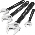 MAXPOWER Verstellbarer Schraubenschl&uuml;ssel-Set, 4-osaline, verstellbare Schraubenschl&uuml;ssel, 15,2 cm, 20,3 cm, 25,4 cm ja 30,5 cm, metrische und SAE-Skalen, extra breite Backen- und weiche