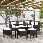 CIADAZ 5-Piece L-Shaped Sofa Set with Cushion, Lounge Sofa Outdoor, Garden Lounge Furniture, Garden Sofa, Garden Lounge, Balcony Set Furniture, Poly Rattan, Black