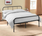 House of Home Double Metal Bed Frame with Rounded Headboard, Easy Assembly, Bed Frame, Bed with Sturdy Tubular Slats and Centre Support Legs, 6ft x 6ft, Black