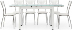 Rectangular Dining Table Extendable to 170 cm Glass Top White Metal Frame with 2 Extenders of 30 cm - Dimensions: 110 x 70 x 76 cm