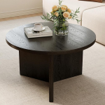 Luoxiao Coffee Table Round Small Living Room Table Wood Round Side Table for Living Room Modern Scandinavian Coffee Table Small 70 x 70 cm Sofa Table Black, Easy to Assemble