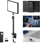 NEEWER 25 W 12,9-tolline voogedastuse v&otilde;tmefoor koos lauastendi/2.4G kaugjuhtimispuldiga / USB, PC / Mac rakenduse juhtimine 2300Lux / 0,5 m, 2900-7000K, CRI98 +, timmitav serva valgustatud videopaneeli valgus veebikaamera s&uuml;learvuti jaoks, GL25B