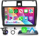 Autoraadio 2G + 64G Android 15 Suzuki Swift 2005 2006 2007 2008 2009 2010, 10.1-tolline HD 2.5D puutetundlik raadio traadita Carplay Android auto GPS Wi-Fi USB Bluetooth FM RDS tagumine vaade