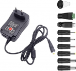 Universaalne adapteri toiteallikas, 220 V kuni 6 V 9 V 12 V 15 V 18 V 24 V Reguleeritav alalisvoolu laadimisadapteri l&uuml;litus 41 W 5 V/2,1 A WLAN adapteri elektroonikale (8 valikulist adapteri otsikut)