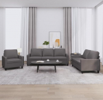 Juroupi 3201400 3-Piece Sofa Set with Cushion Sofa Living Room Sofa Set Sofas for Living Room Grey Faux Leather