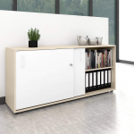Weber B&uuml;ro Nova 2OH Sliding Door Cupboard 1640 x 740 mm Maple White