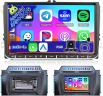 4G + 64G autoraadio 2 DIN Android 15 VW Golf Tiguan Caddy Polo Touranile koos juhtmevaba CarPlay Android auto GPS, 9-tolline puuteekraan, DSP raadio FM/RDS WiFi + tagurduskaamera + mikrofoniga