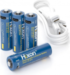 Hixon laetav liitium USB-C AA aku, 4 AA t&uuml;&uuml;pi C 1,5 V 2035 mWh akude pakett, ideaalne puldi, m&auml;ngukontrollerite, raadiote ja p&auml;ikesevalgustite jaoks.