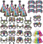 DPKOW 42-st pakendist 2026 uusaasta aksessuaarid, neoon, peapael, peom&uuml;tsid, prillid, peopuna, peakate aastavahetuseks 2026, uusaasta &otilde;htu peo aksessuaarid, neoon fototarvikud