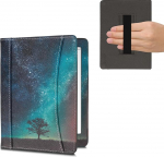 kwmobile klapp&uuml;mbris, mis &uuml;hildub Kobo Aura H2O Edition 2-ga - esiosa k&auml;erihm - Galaxy Tree Meadow Blue Grey Black