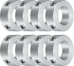 QUARKZMAN Set of 8 Screw Clamping Rings 14 mm Bore, Aluminium Shaft Clamping Rings, 25 mm OD and 9 mm Thick, Set Screw Clamping Ring, Stop Clamping Ring for Linear Rod Shaft Guide