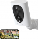 virtavo 2K Surveillance Camera Outdoor Battery Camera Surveillance Outdoor WiFi Wireless WiFi Outdoor/Indoor Colour Night Vision Works with Alexa, PIR, 2-Way Audio, Cloud/SD Storage 2.4 GHz