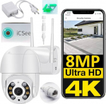 Sone Smart One 4K 8MP WiFi IP Camera Outdoor - PTZ Surveillance Camera - 360&deg; Rotation, Night Vision IR/Colour, Motion Detection, 2-Way Audio, Weatherproof IP66