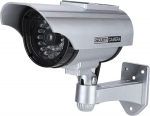 Dummy Security Camera, Fake CCTV Outdoor Surveillance Camera Solar Powered with Red LED Recording Light (No Battery) (Silver)