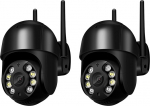 Anksono Outdoor WiFi Surveillance Camera, 350&deg;/90&deg; Swivelling 1080P PTZ Outdoor WLAN IP Camera Surveillance Outdoor, WiFi Camera with Automatic Tracking, Night Vision Colour, 2-Way Audio, Pack of 2