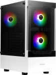 GAMDIAS ATX Mid-Tower Gaming PC korpus, sisaldab 3 x 120mm ARGB ventilaatorit, k&otilde;rge &otilde;huvooluga v&otilde;rkfront, karastatud klaasist k&uuml;lgpaneel, toiteallikate kate, valge