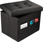 Kokkupandav Ottoman Classic Black Faux Leather Top Square Shape 13 "D x 17" W x 13 "H, maksimaalne kaal 400lbs, sobib ideaalselt elutuppa, magamistuppa v&otilde;i kontorisse