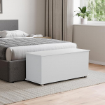 Vida Designs Leon Storage Ottomani puidust kaanega kirst aknalaud Tekid Voodipesu M&auml;nguasjakast Jalatsikast Valge