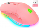 KLIM Blaze - laetav traadita RGB m&auml;nguhiir - suure t&auml;psusega sensor pika aku elueaga - reguleeritav kuni 10000 DPI - kaabliga ja traadita hiire režiim (roosa)