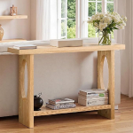 Konsolentisch aus Massivholz f&uuml;r Den Eingangsbereich, Moderner Schmaler Console Table, Rechteckiger 2-st&ouml;ckiger Beistelltisch f&uuml;r Sofa, Flur, Wohnzimmer(Yellow,80x25cm/31x10in)
