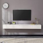 Konsolentische f&uuml;r Flur, schmale Beistelltische aus Glas f&uuml;r das Wohnzimmer, schwebender TV-St&auml;nder mit 2 Schubladen - wandmontiertes Entertainment-Center aus Massivholz f&uuml;r einen darunterli