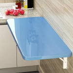 An der Wand montierter Klapptisch f&uuml;r Computer, Home-Office-Arbeitsplatz, klappbarer Esstisch mit klappbarer H&auml;ngewerkbank, 80 x 50 cm, Blau