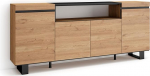 Skraut Home Sideboard, Highboard, kapp, kapp, 200 x 87 x 35 cm, 4 ust, t&ouml;&ouml;stusdisain, modernne stiil, tammepuust must