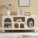 chairus Sideboard puidust hoiukapp elutuba buffet kapp k&ouml;&ouml;gikapp klaasuksega kapp esikusse / 120 x 37 x 56 cm, valge
