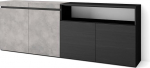 Skraut Home Sideboard, Highboard, kapp, Comode kapp, 200 x 75 x 35 cm, 4 ust, elutuba, k&ouml;&ouml;k, kaasaegne stiil, tsementist