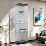 Kaasaegne klaasist vitriinkapp Karastatud klaasist vitriinkapp 4 kihti 1 ukse ja lukuga L&auml;bipaistev vabalt seisev kollektsioonikapp elutuppa magamistuppa kontorisse 43 x 36 x 164 cm (must)