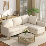 Nurgadiivan magamisfunktsiooniga, L-kujuline diivanvoodi, 3-kohaline, teisaldatav nurgadiivan pehme froteekangast, modulaarne diivan voodifunktsiooniga elutuppa v&otilde;i k&uuml;lalistetuppa, beeži v&auml;rvi