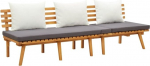 Garten-Tagesbett 200x65 cm Outdoor Daybed aus massivem Akazienholz mit h&ouml;henverstellbarem Kopfteil und dick gepolsterten Kissen f&uuml;r Terrasse Garten Balkon Loungebereich