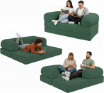 bananair - 2-kohaline modulaarne diivanvoodi k&otilde;rge tihedusega vahust ja koordikangast, kondita diivan, kokkusurutud (Forest Green)