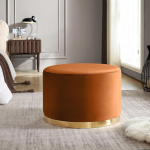 Pouf Charlotte II Velvet p&otilde;lenud oranži ja kuldse metallist poufiga