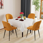 PIPIPOXER S&ouml;&ouml;gitoolide komplekt, 4 tooli, s&ouml;&ouml;gitoa toolid, elutoa toolid seljatoega, k&ouml;&ouml;gitoolid sametkangast istme ja mustade metalljalgadega, kollane v&auml;rvus