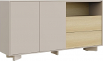Selsey Vicenza Cashmere Oak Chest of Drawers 156 cm - Kaasaegne kapp 2 sahtli ja 2 uksega, puidust kapp elutuppa ja magamistuppa, lai laudm&ouml;&ouml;bel koos panipaigaga