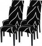 SearchI Esszimmerstuhlhussen, Schonbez&uuml;ge, Spandex-Stoff, dehnbar, abnehmbar, waschbar, kurz, Parsons, K&uuml;chenstuhlhussen f&uuml;r Esszimmer, Hotel, Schwarz, 4 St&uuml;ck pro Set, 4 St&uuml;ck