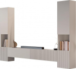 Mirjan24 Cholon III seinakapp, kaasaegne elutoa komplekt, seinakapp, vitriinkapp, TV madallaud (Cashmere)