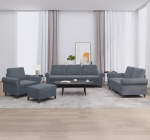 3-TLG. Sofagarnitur mit Kissen Hellgrau Samt, hellgraues Samtsofa 3-TLG. als bequemes Sofa-Set mit Polsterung und Kissen, 3-teiliges Sofa in Hellgrau Samt, Sofagarnitur