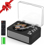 Gueray kaasaskantav Bluetooth CD-m&auml;ngija koos k&otilde;laritega 3600 mAh laetav Vintage CD-m&auml;ngija koju, Retro Ebony CD-m&auml;ngijad FM-raadio kaugjuhtimispuldiga, toetab USB AUX taasesitust