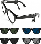 HD polariseeritud klambriga l&auml;&auml;tsed ja silikoonist helitugevuse suurendaja komplekt Ray-Ban Meta Wayfarer-standard suurus M (50mm).