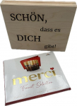 Merci Chocolate - Sch&ouml;n dass es dich gibt - Gift Grandma Grandpa Mama Papa 250g Gift Set Employee Gift Idea Thank You