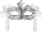 JewelryWe Veneetsia mask naistele, metallist maskeerimismask, Phoenix Tail Design strasside ja kettidega, poolmask, kost&uuml;&uuml;mi aksessuaar Halloweeni, karnevali, maskiballi, peo, Cosplay jaoks.