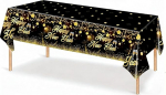 Aastavahetuse laudlina, aastavahetuse laudlina, 137 x 274 cm, ristk&uuml;likukujuline, Happy New Year Tablecloths, Black Gold Tablecloth, Plastic Tablecloth, Decoration, for New Year's Eve Party Supplies