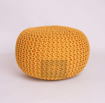 PARADISE STAR Chunky Knitted Round Large Stool 100% Cotton K&auml;sitsi kootud lapsed t&auml;iskasvanud elutuba Mustaskollane