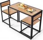 COSTWAY 3-osaline k&ouml;&ouml;gibaar, baarilaud koos 2 baaritooliga, k&ouml;&ouml;gi istumiskomplekt, s&ouml;&ouml;gikomplekt metallraamiga, puidust k&ouml;&ouml;gilaud, baarilaua komplekt v&auml;ikestesse ruumidesse, k&ouml;&ouml;kidesse, s&ouml;&ouml;gitubadesse ja bistroodesse