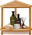 Eck-Duschhocker aus Bambus, 2-st&ouml;ckig, wasserdicht, f&uuml;r Innendusche, Rasierbeine, kleine R&auml;ume, Duschfu&szlig;st&uuml;tze mit Ablage, Duschbank, Badesitz, Eck-Nachttisch