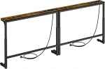 2er Set Konsolentisch Schmal mit Steckdose, H&ouml;henverstellbar 62-83cm, Sofa Tisch hinter Couch 100x15cm, Schmale Konsole mit USB & Type-C, Ablage hinter Sofa f&uuml;r Wohnzimmer & Flur, Schwarz