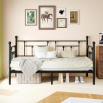 3ft Single Metal Bed Frame Premium Steel Slat Support Diivan Bed Frame &uuml;he suurusega Tugev madratsi alus Ei vaja Box Spring Lihtne paigaldus 90x190cm